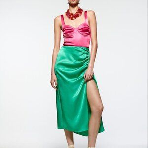 ZARA Pink Satin Bustier Bodysuit  Size S